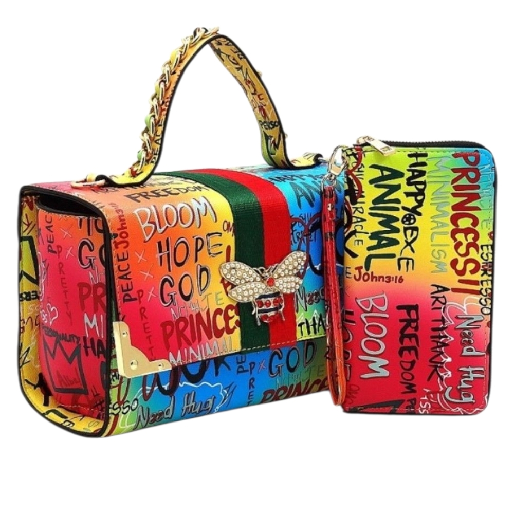 SALE Urban Streetwear Graffiti Women's Bag And Wallet Set